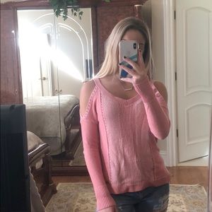 Hollister pink open shoulder sweater